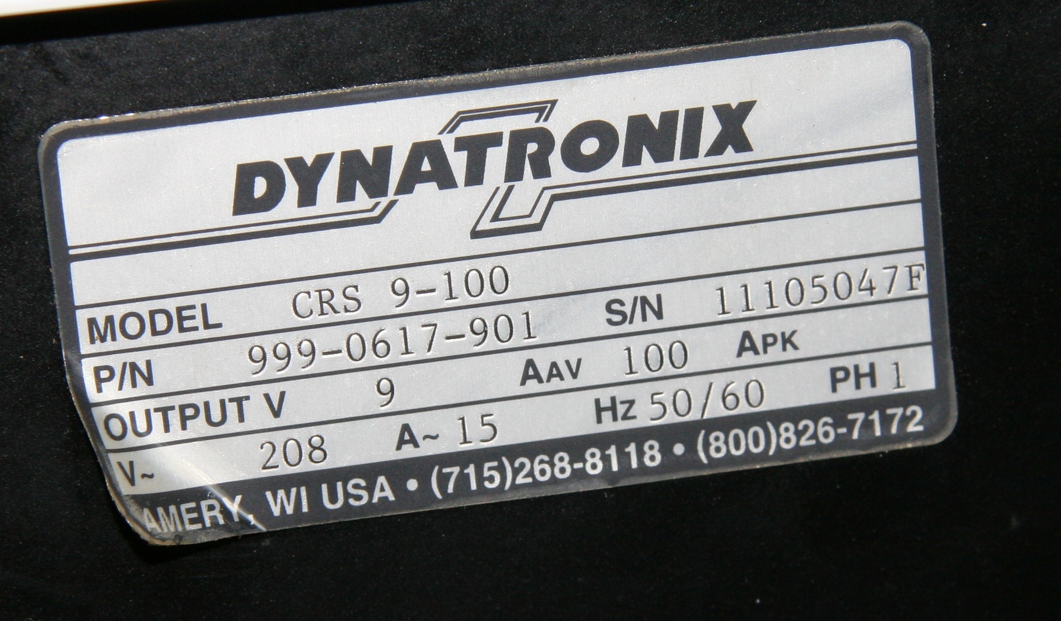 Dynatronix CRS 9-50 Rectifier DC Power Supply